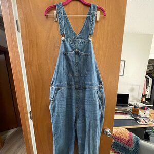 OLD NAVY Womens Blue Denim Adjustable Straps Straight Leg Overalls 16